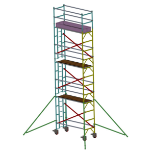 Narrow <b>aluminium</b> scaffold tower 2,5 x 0,75 x 7,78 m.